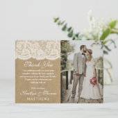 Das Foto der Kraft & Lace Wedding Collection Dankeskarte (Stehend Vorderseite)