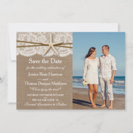Das Foto der rustikalen Hochzeitskampagne am Stran Save The Date