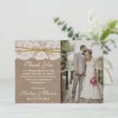 Das Foto der rustikalen Twine Bow Wedding Collecti Dankeskarte (Stehend Vorderseite)