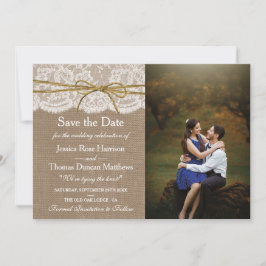 Das Foto der rustikalen Twine Bow Wedding Collecti Save The Date