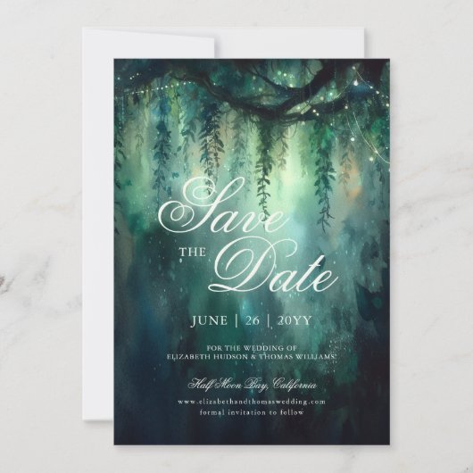 Das Foto der verzauberten Waldlichtblende soll das Einladung (Vorderseite)