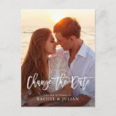 Das Foto des Datums wird durch das Pinselskript ge Postkarte (Vorderseite)