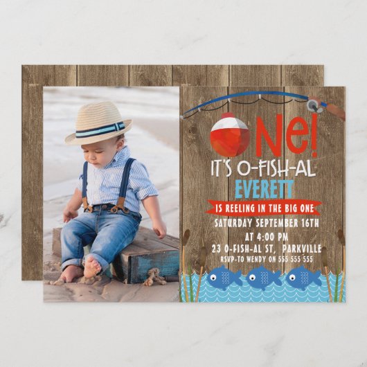 Das Foto des Jungen - Einladung zum 1. Geburtstag (Vorne/Hinten)