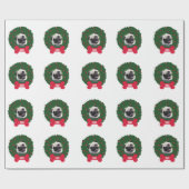Das Foto des Mops-Hundeweihnachtswreath-Welpen, Geschenkpapier (Flach)