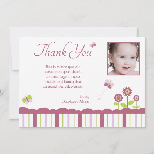 Das Foto des Schmetterlingsmädchens danken Ihnen Dankeskarte (Vorderseite)