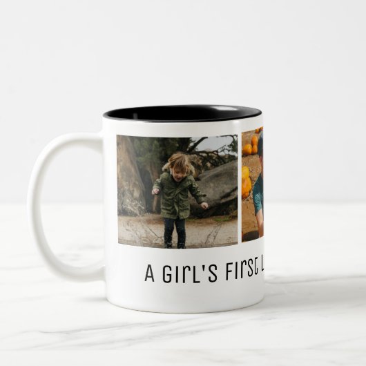 Das Foto eines Mädchens erster Liebe Zweifarbige Tasse (Links)