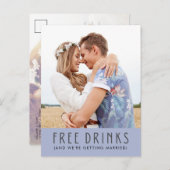 Das Foto "Funny Free Drinks" Save the Date Ankündigungspostkarte (Vorne/Hinten)