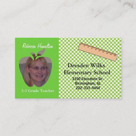 Das Foto-Geschäfts-Karte des grünen und weißen Visitenkarte (Vorderseite)