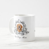 Das Foto Ihres Hundes in einem floralen Wappen | B Kaffeetasse (Vorderseite Links)