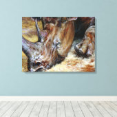 Das Foto ist ein lebendiges Rhinoceros Ölgemälde Leinwanddruck (Insitu (Holzboden))