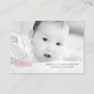 das Foto u. der Name Ihres Babys Visitenkarte