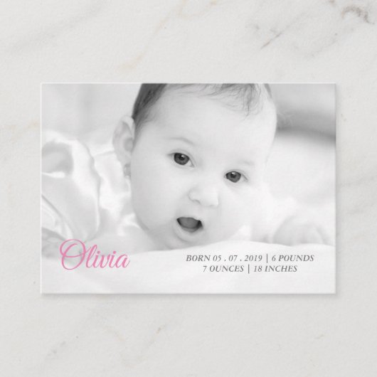 das Foto u. der Name Ihres Babys Visitenkarte (Vorderseite)