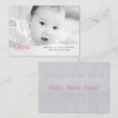 das Foto u. der Name Ihres Babys Visitenkarte (Vorne/Hinten)