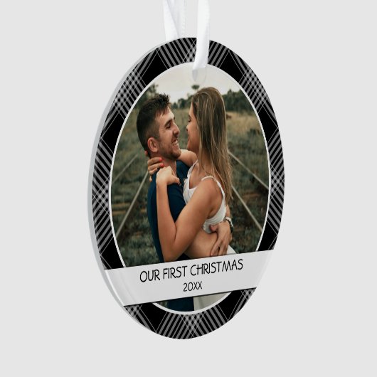 Das Foto unseres ersten Weihnachtsmannes Schwarz K Ornament (Vorderseite)