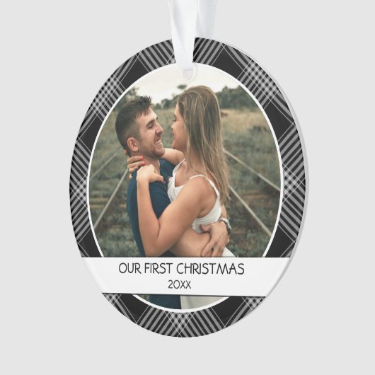 Das Foto unseres ersten Weihnachtsmannes Schwarz K Ornament (Vorderseite)