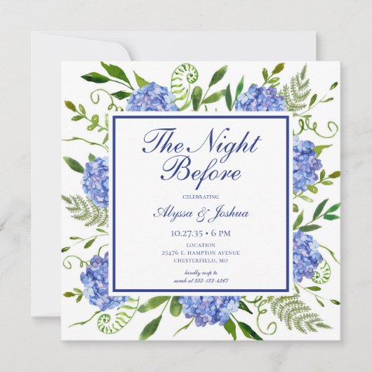 Das Foto vor Blue Hydrangea Einladung (Vorderseite)