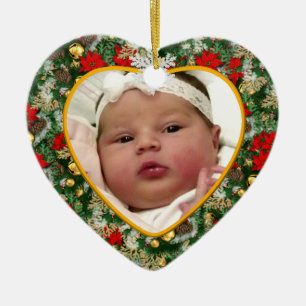 Das Foto-Weihnachtsverzierung des Andenken-Babys Keramikornament