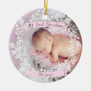 Das Foto-Weihnachtsverzierung des Baby-Mädchens Keramikornament