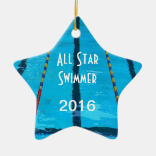 Das Foto-Weihnachtsverzierung des Schwimmers Keramikornament