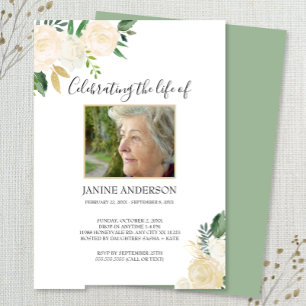 Das Foto "White Floral and gold Life" Einladung