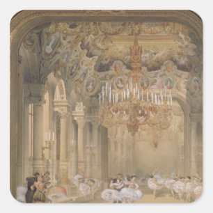 Das Foyer der Oper während des Abstands Quadratischer Aufkleber