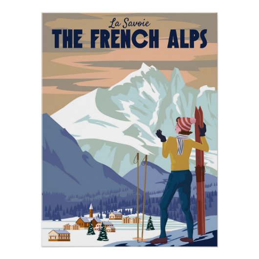 Das französische Alpenskigebiet Poster. Mont Blanc Poster (Vorderseite)
