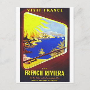 Das Französische Riviera Vintage-Reiseposter Postkarte