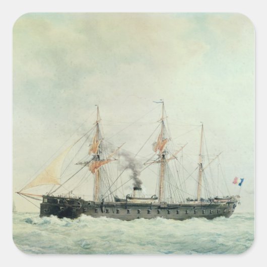 Das französische Schlachtschiff "La Gloire", 1880 Quadratischer Aufkleber (Vorderseite)