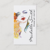 Das Frauenportrait in Wasserfarben bildet die Küns Visitenkarte (Vorderseite)