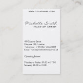 Das Frauenportrait in Wasserfarben bildet die Küns Visitenkarte (Rückseite)