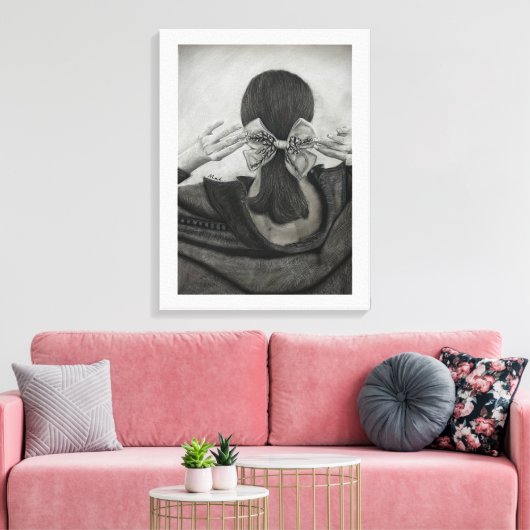 Das freie Mädchen schaut nicht zurück. Leinwanddruck (Insitu (Wohnzimmer))