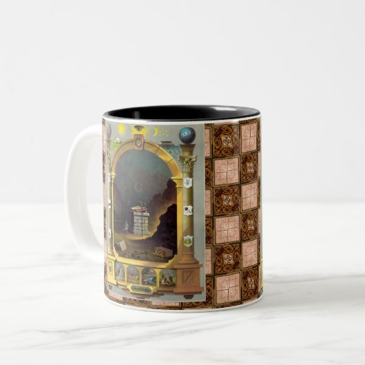 Das Freimaurerdiagramm Zweifarbige Tasse (Vorderseite Links)