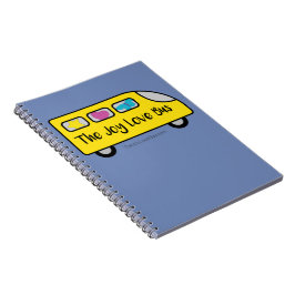 Das Freude-Liebe-Bus-Logo-Notizbuch Notizblock