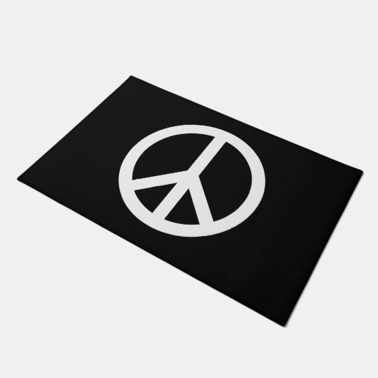 Das Friedenszeichen Anti-Krieg Schwarz-weiße Moder Fußmatte (Schrägansicht)