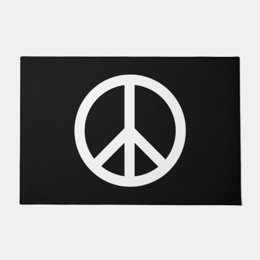 Das Friedenszeichen Anti-Krieg Schwarz-weiße Moder Fußmatte (Vorderseite)