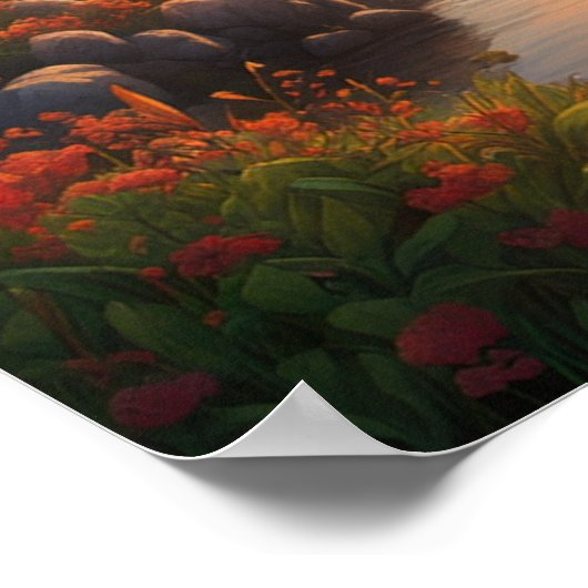 Das Friedliche Glühen der japanischen Landschaft Poster (Ecke)