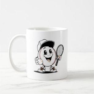 Das fröhliche Baseball-Tennis-Maskottchen Kaffeetasse