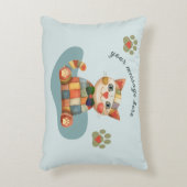 Das fröhliche, katzenfarbene Patchwork ist benutze Dekokissen (Vorderseite(Vertikal))