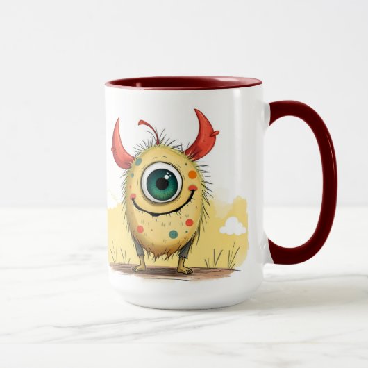 „Das fröhliche Punkti-Monster“ Tasse (Rechts)