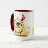 „Das fröhliche Punkti-Monster“ Tasse (Vorderseite Links)