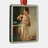 Das Frühstück der Miezekatze Silbernes Ornament (Rechts)