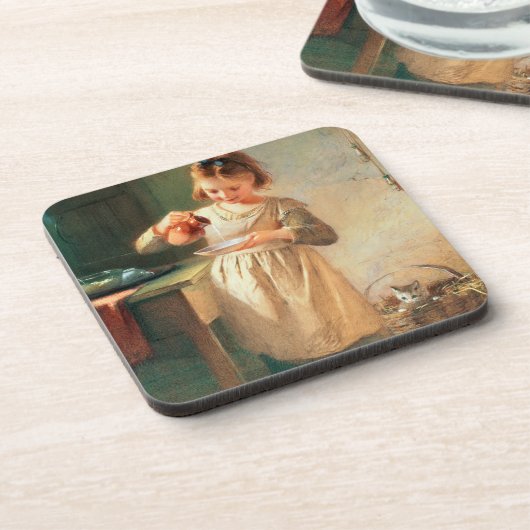 Das Frühstück der Miezekatze Untersetzer (Linke Seite)