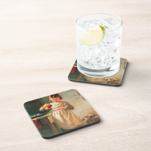 Das Frühstück der Miezekatze Untersetzer (Rechte Seite)