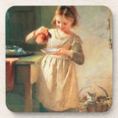 Das Frühstück der Miezekatze Untersetzer (Vorderseite)