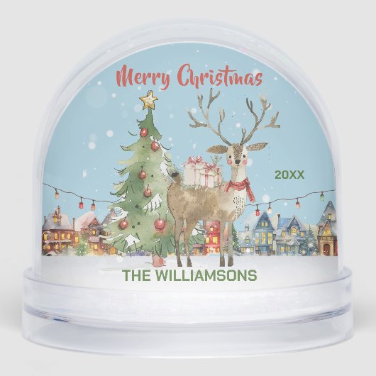 DAS FUN REINDEER PERSONALISIERTE GRENZLICHT SCHNEEKUGELN (Vorderseite)