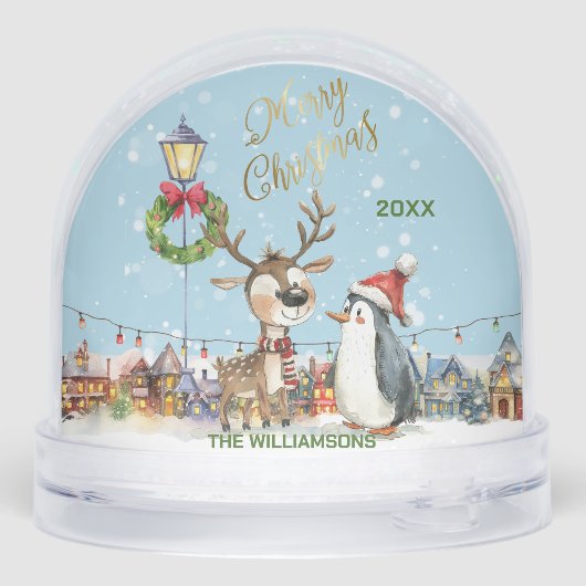 DAS FUN REINDEER PERSONALISIERTE GRENZLICHT SCHNEEKUGELN (Rückseite)