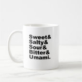 Das fünf Geschmäcke | süße salzige saure bittere Kaffeetasse (Links)