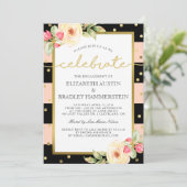 Das Funkeln Stripes | BlumenVerlobungs-Party Einladung (Stehend Vorderseite)