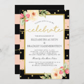 Das Funkeln Stripes | BlumenVerlobungs-Party Einladung (Vorne/Hinten)