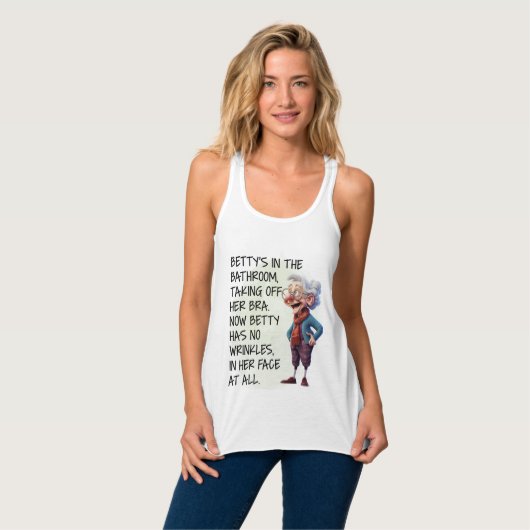 Das Funny Betty's im Badezimmer Tank Top (Vorderseite Vollansicht)
